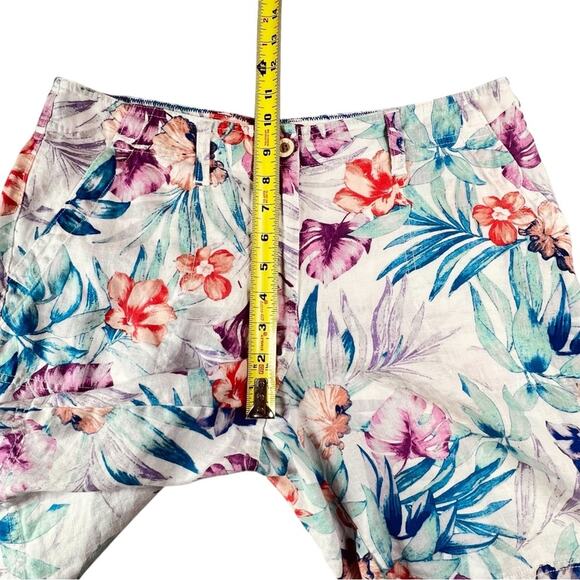 Tommy Bahama Linen Bermuda Shorts 8 Valentina Villa 9" Hawaiian Floral Coastal - Picture 6 of 12